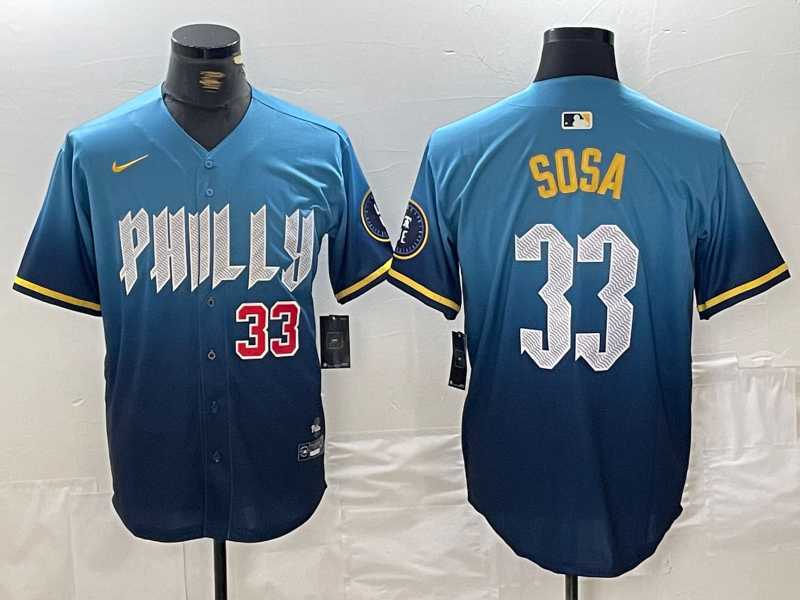 Mens Philadelphia Phillies #33 Edmundo Sosa Blue 2024 City Connect Limited Stitched Jerseys